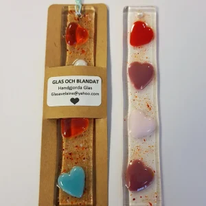 Handgjorda Bokmärken av Glas - Hjärter